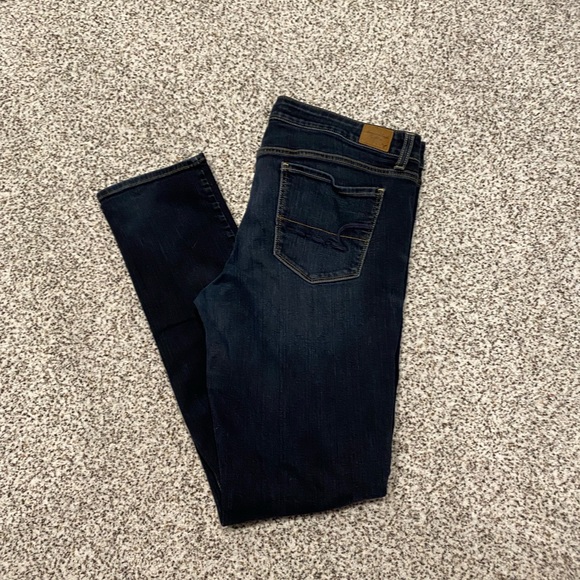 American Eagle Outfitters Denim - Dark Wash American Eagle Skinny Jeans: Size 18 Long